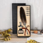 Retro Feather Birthday New Year Gift Oblique Ink Engraved Pen Set - Image 5
