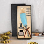 Retro Feather Birthday New Year Gift Oblique Ink Engraved Pen Set - Image 3