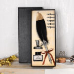 Retro Feather Birthday New Year Gift Oblique Ink Engraved Pen Set - Image 2
